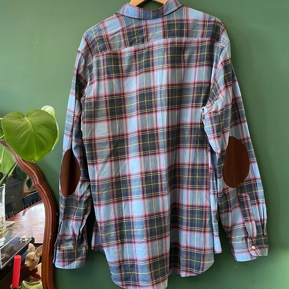 Polo Ralph Lauren Men's XXL Blue Pink Cream Plaid Shirt Classic Preppy Pocket